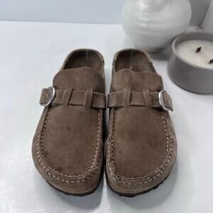 Birkenstock Buckley Suede Shearling Lined Mule Brown Women 8/Men 6 Narrow Fit